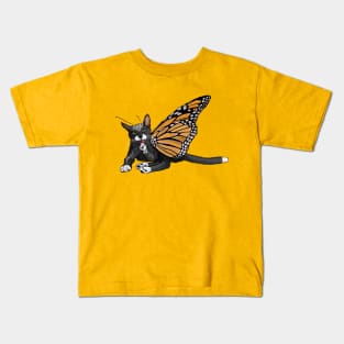 Spotted Black Monarch Flitter Kitty Kids T-Shirt